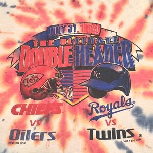 Vintage Tie-Dye KC Chiefs & KC Royals Double Header Graphic Tee from 1994